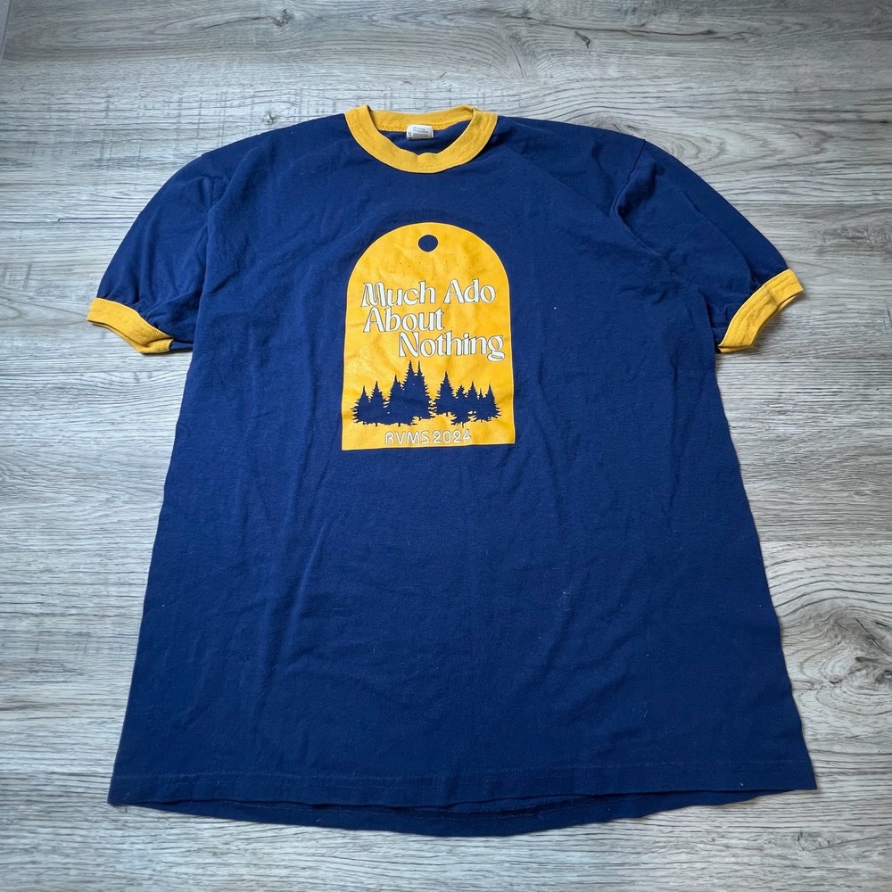 Augusta Sportswear Ringer Tee Mens XL Blue Much Ado About Nothing Graphic Shirt